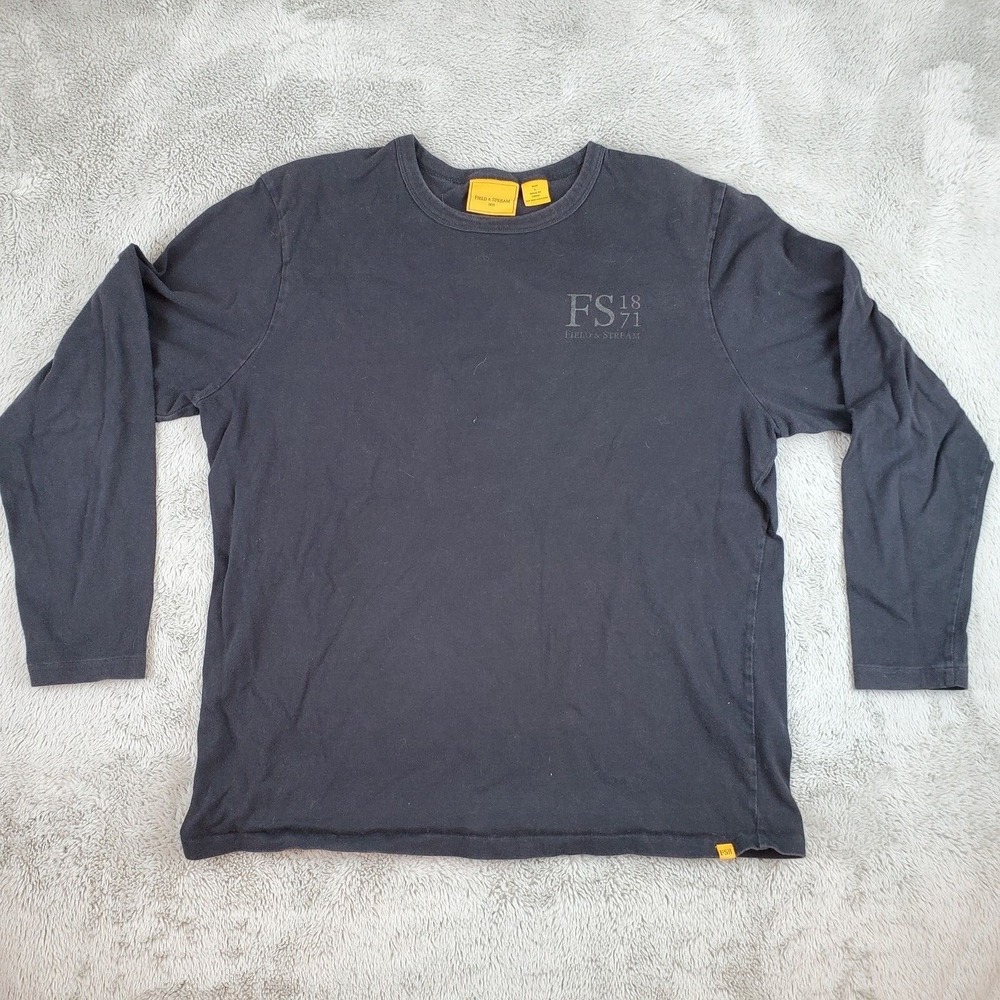 Field & Stream T-Shirt Mens L Long Sleeve Graphic Crew Neck Cotton Blend Black